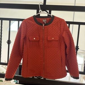 Chico’s Quilted Red Bomber Jacket